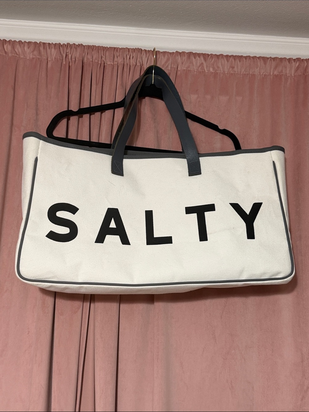 White Canvas Tote with Black Trim